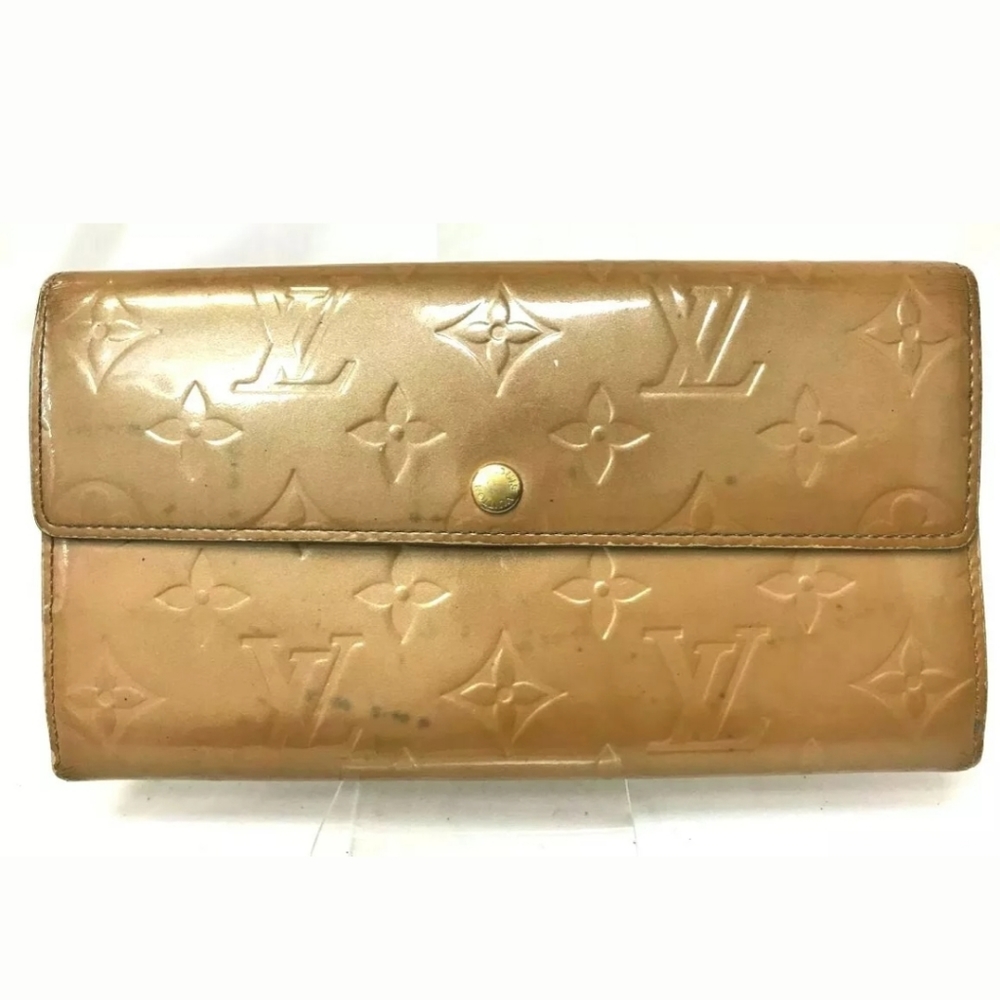 Louis Vuitton Vernis Sarah Wallet Beige Gold